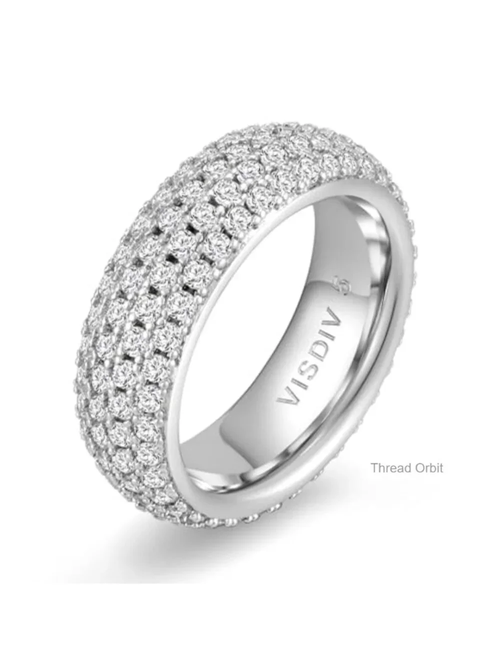 925 Sterling Silver Eternity Ring CZ Cubic Zirconia Wide Band Stackable Ring